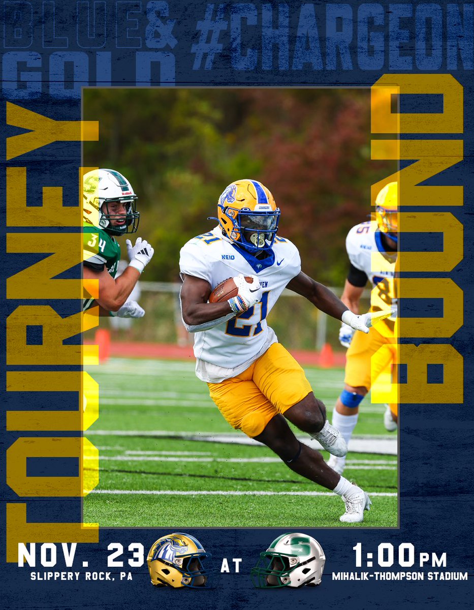 Running back to the Rock!

The Chargers are heading back to Slippery Rock for a rematch of the season opener in the first round of the NCAA D2 Playoffs on Saturday, November 23 at 1:00 PM 

#ChargeOn #PowerOn