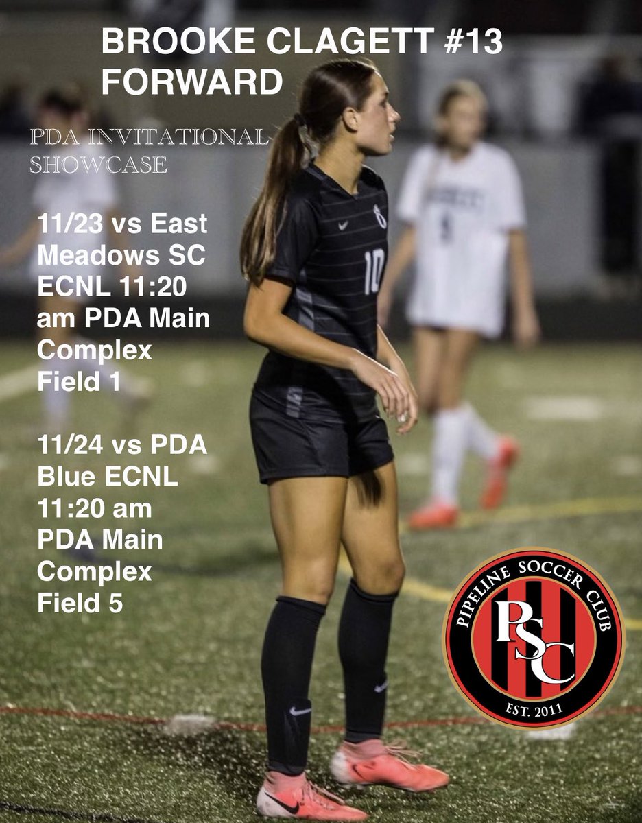 So excited to play in the PDA Showcase next weekend in New Jersey! <a href="/TheECNL/">The ECNL</a> <a href="/ImYouthSoccer/">ECNL/GA/Recruiting/College Soccer</a> <a href="/ECNLgirls/">ECNL Girls</a> <a href="/TopPreps/">SPORTS NEWS, VIDEOS, GRAPHICS, EXPOSURE & MORE</a> <a href="/ImCollegeSoccer/">College Soccer Truth ™</a> <a href="/TheSoccerWire/">SoccerWire</a> <a href="/TopDrawerSoccer/">TopDrawerSoccer</a>