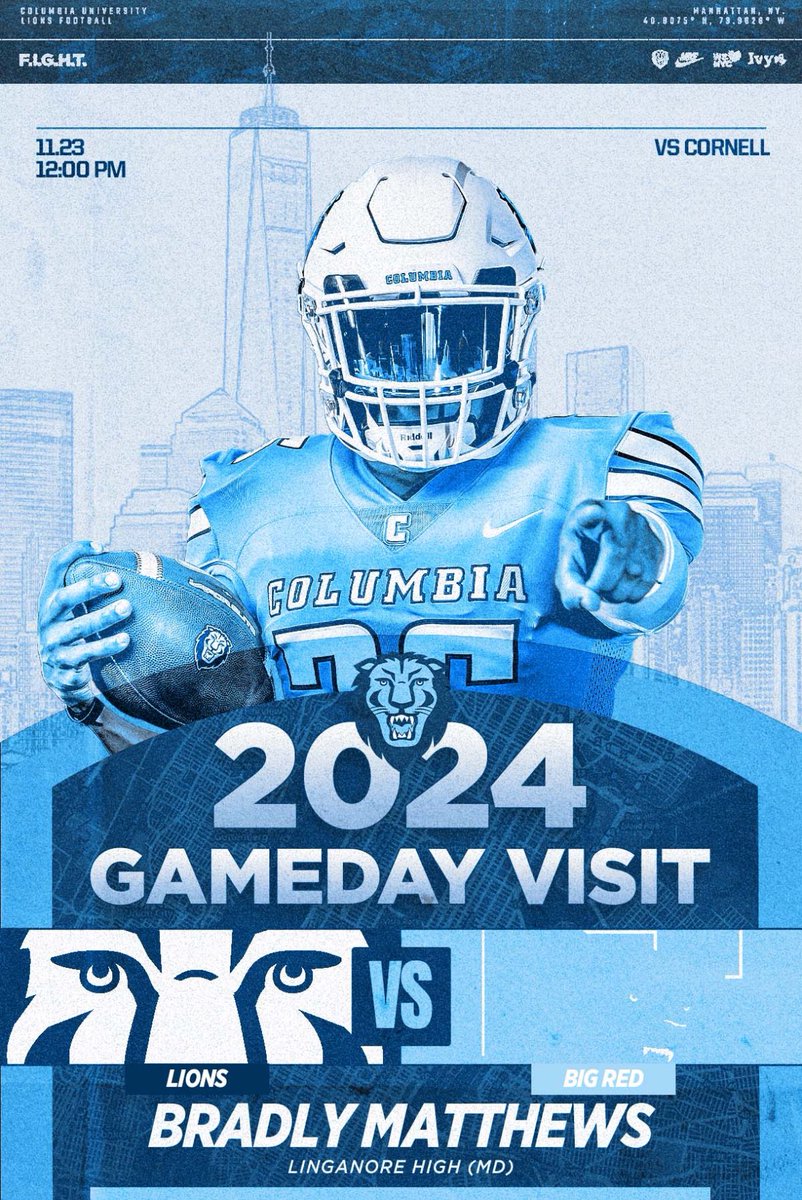 Bradly Matthews (@bradlym_3) on Twitter photo I will be at Columbia University this Saturday!! <a href="/CULionsFB/">Columbia Football</a> <a href="/CoachManion_/">Joe Manion</a> <a href="/linganorefb/">Linganore Football</a> I will be at Columbia University this Saturday!! <a href="/CULionsFB/">Columbia Football</a> <a href="/CoachManion_/">Joe Manion</a> <a href="/linganorefb/">Linganore Football</a>