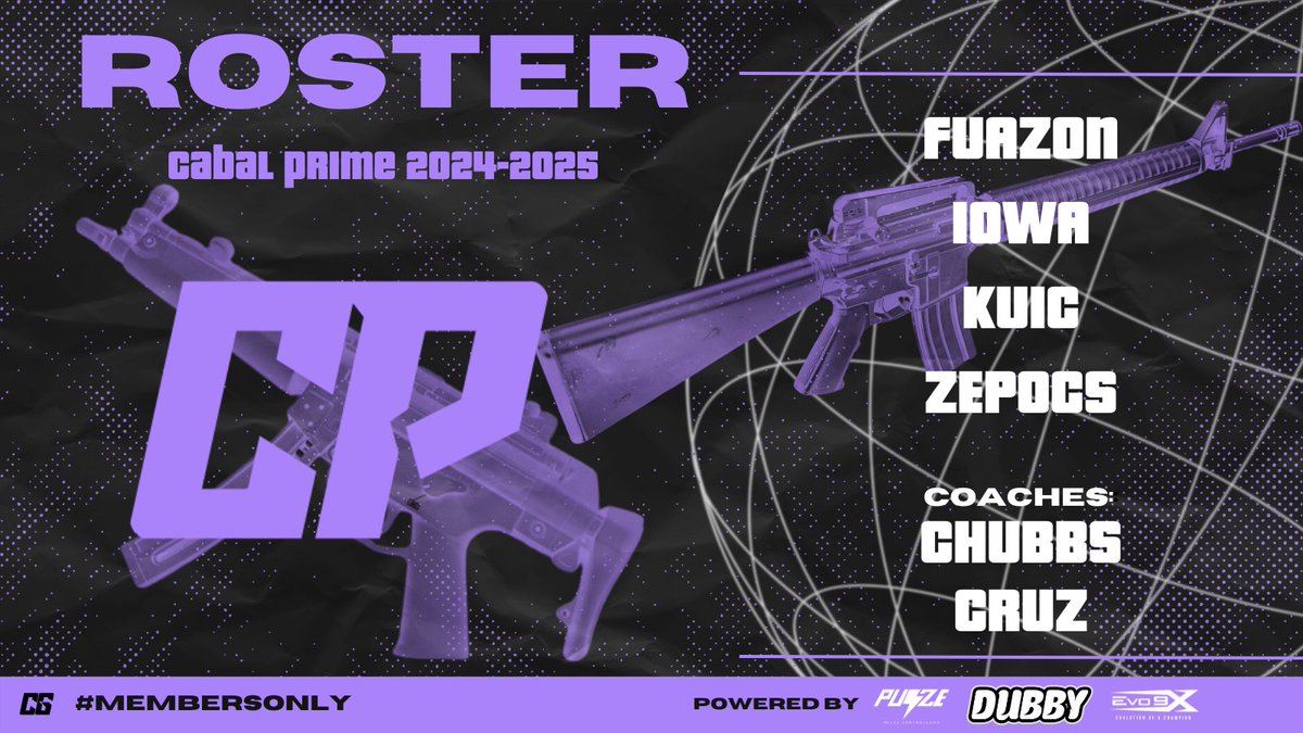 CABALGGs's tweet image. Locked and Reloaded for BO6.
Introducing CABAL Prime 2024-2025:

🌐@FuazonCod
🌐@Iowa_Cod
🌐@kuicXO
🌐@ZepocsCOD
💼@Chubbs_Cod
💼@CruzHScod

#MembersONLY