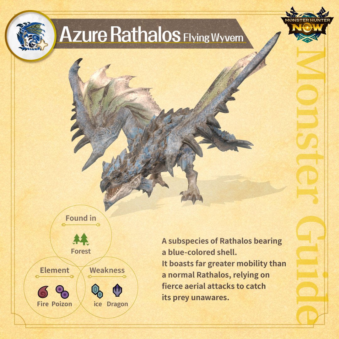 MH_Now_EN's tweet image. The blue king reigning in the sky—Watch out for gusts when it takes flight!

#AzureRathalos

If you spot it gathering strength in mid-air, it's about to expel a powered-up flame breath. 🔥
Avoid this at all costs by dodging to the left or right!

#MHNow #MonsterGuideNow