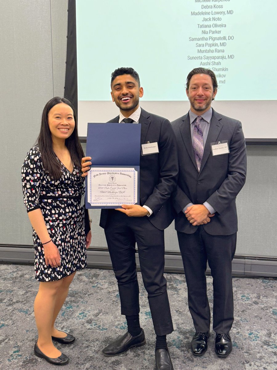 We were fortunate and grateful to the <a href="/NJ_Psychiatry/">NJ Psychiatric Association</a> Judges to have been awarded first place for our poster today at the NJPA Annual Conference with an award of $300 among those submitted and presented at the conference. So thankful for the support of <a href="/RU_INTS/">Rutgers Institute for Nicotine & Tobacco Studies</a>, and <a href="/RWJMS/">Rutgers RWJMedSchool</a>!