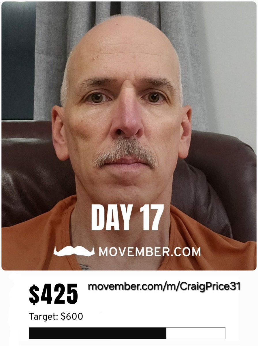 CraigPrice31's tweet image. This November, I'm growing a Mo to raise awareness of men's health and collecting donations to support the great work of #movember throughout the year.

Visit My Mo Space to show your support: movember.com/m/CraigPrice31

#mensmentalhealth #MensHealth #SuicidePrevention