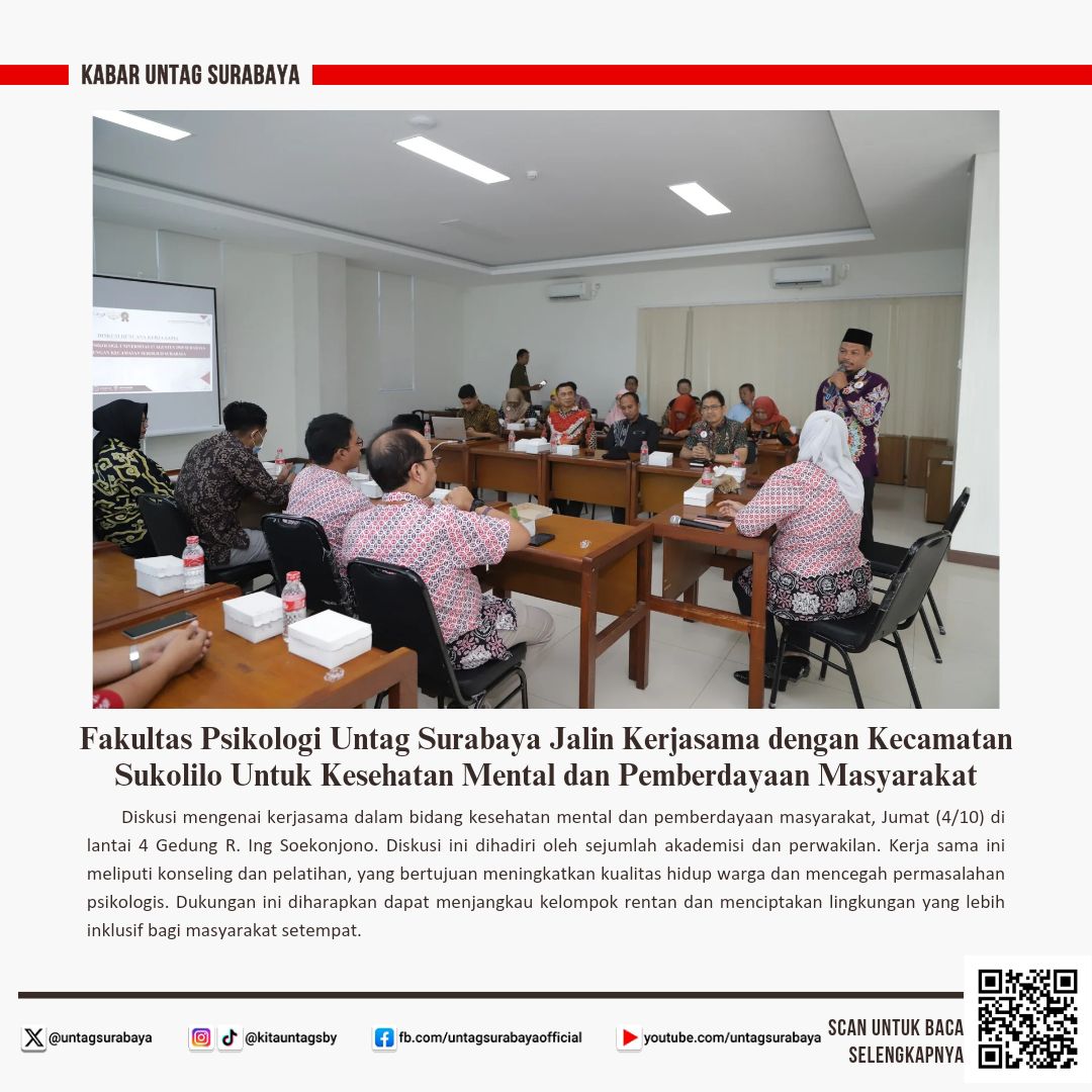 Beragam kegiatan seru dan edukatif di bulan Oktober membawa energi positif untuk kita semua. Mulai dari pelaksanaan program WMK, lomba cerdas cermat, hingga berbagai seminar menarik. 

Beritanya bisa kamu akses di website resmi Untag Surabaya di untag-sby.ac.id