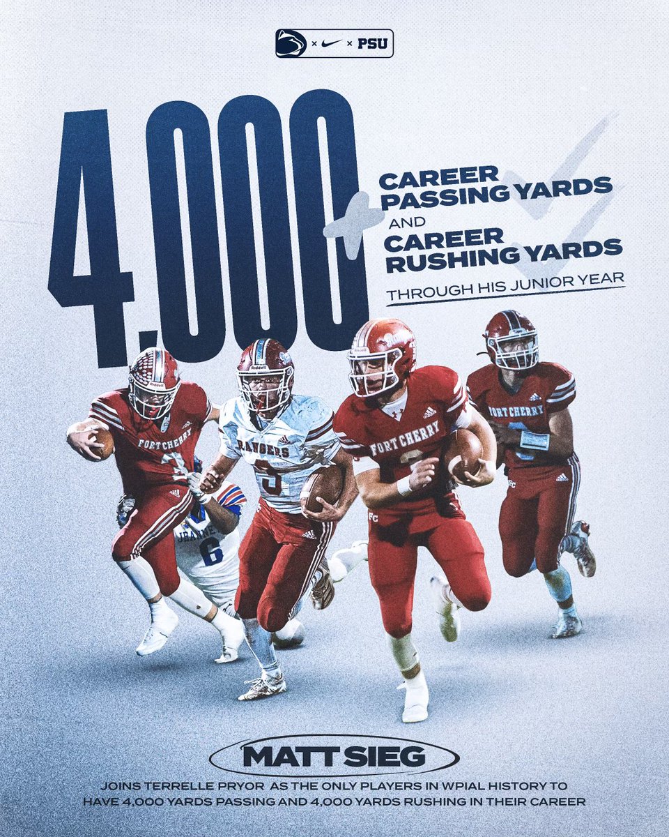 Matt Sieg 4 ⭐️ ATH (@matt_sieg) on Twitter photo Honored to be a part of this special run at Fort Cherry. This accomplishment is a result of hard working coaches, great teammates and so much community support. <a href="/FortCherryFB/">#TheFort</a> <a href="/TannerGarry3/">Tanner Garry</a> <a href="/coachjfranklin/">James Franklin</a> <a href="/CoachTerryPSU/">Terry M. Smith</a> <a href="/Coachpoindexter/">Anthony Poindexter</a> Honored to be a part of this special run at Fort Cherry. This accomplishment is a result of hard working coaches, great teammates and so much community support. <a href="/FortCherryFB/">#TheFort</a> <a href="/TannerGarry3/">Tanner Garry</a> <a href="/coachjfranklin/">James Franklin</a> <a href="/CoachTerryPSU/">Terry M. Smith</a> <a href="/Coachpoindexter/">Anthony Poindexter</a>