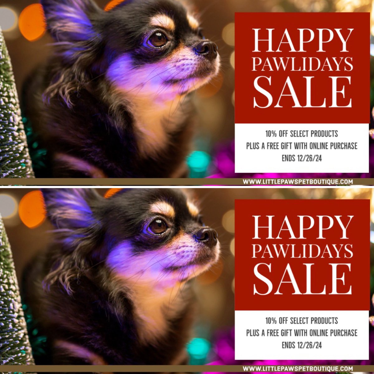 GidgetLPPB's tweet photo. It’s time for our Happy Pawlidays Sale! ❤️👩🏻🐶🐱🎁🎄🎅🏼https://t.co/18xVeMTp6A #littlepawspetboutique #happypawlidays #dog #cat #onlineboutique #holidaysale #freegiftwithpurchase #shopsmall #thankyou #dogtoys #dogapparel #dogaccessories #catapparel #cataccessories #cattoys https://t.co/yF0nETMYqz