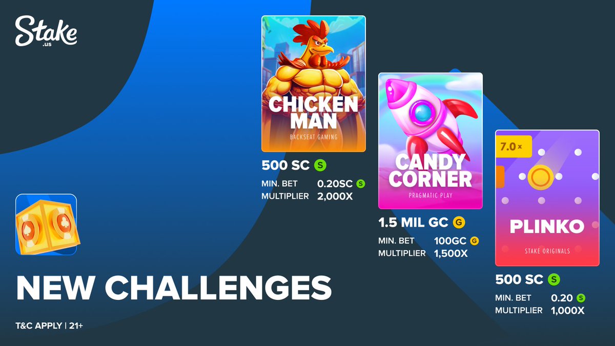 StakeUsa's tweet image. Three new slot challenges have been created 🏆

Head to the 'Challenges' tab on Stake US or click the link below to try your luck! 👇