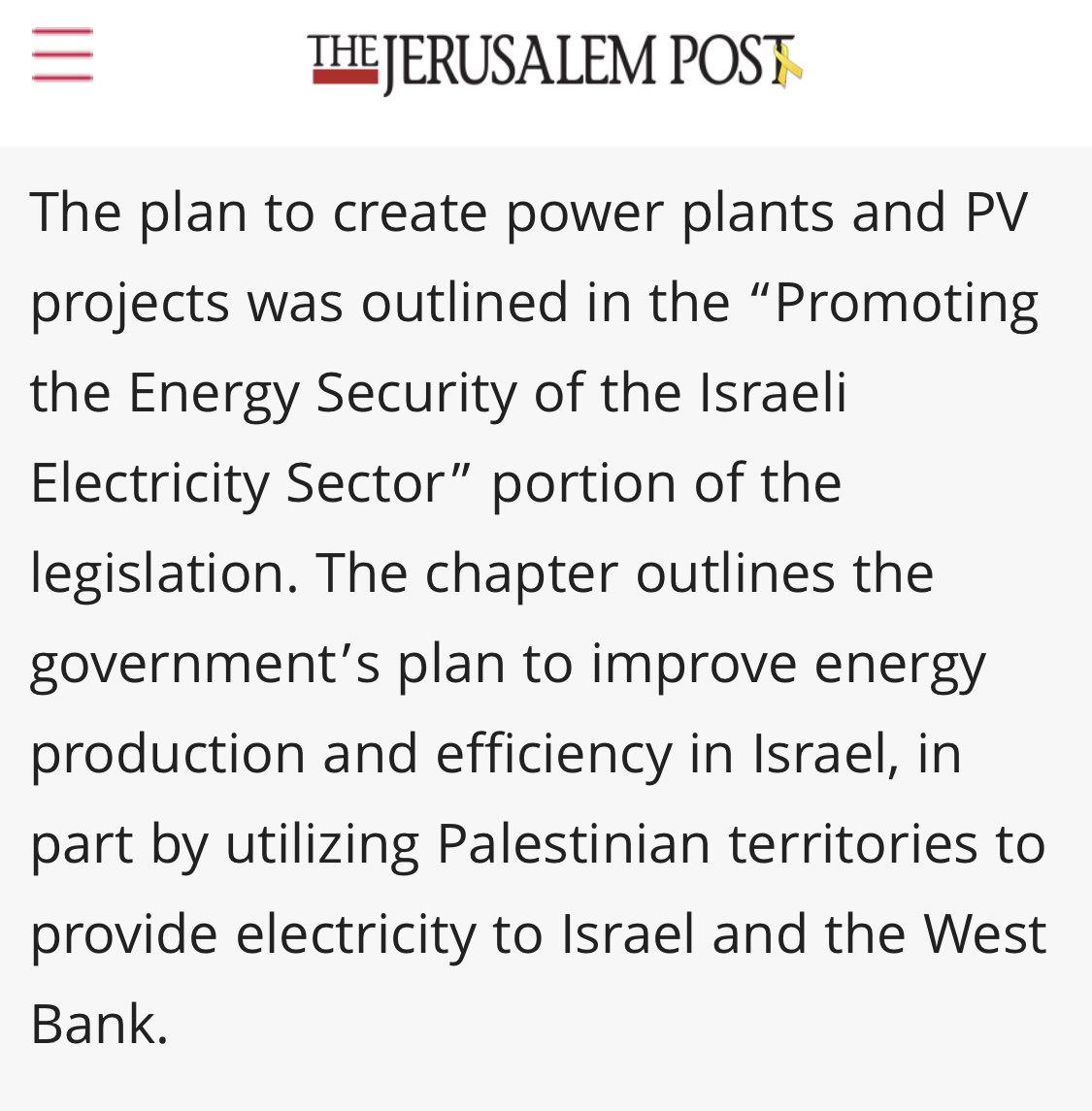 Iz’s plan for the West Bank.  Note the terminology - using  Judea and Samaria to biblically claim and justify their actions.  

Their diabolical plan to turn West Bank into their personal battery pack.

#westbank #palestine