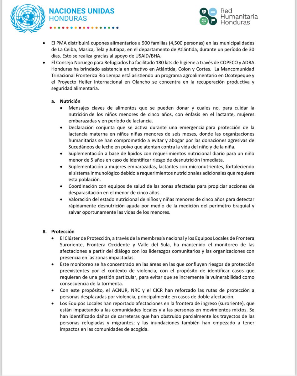 EnriqueReinaHN's tweet photo. En nombre del Pueblo hondureño y el Gobierno de la Presidenta @XiomaraCastroZ agradecemos las acciones de respuesta realizadas hasta el momento por el Sistema @ONUHonduras @cruzrojahon y las agencias de la cooperación internacional y sociedad civil que conforman la Red Humanitaria ante los
efectos de la Tormenta Tropical Sara y que son coordinadas por @copecogob de manera transparente bajo el liderazgo de la Presidenta de la República. Compartimos este informe inicial de 6 páginas.