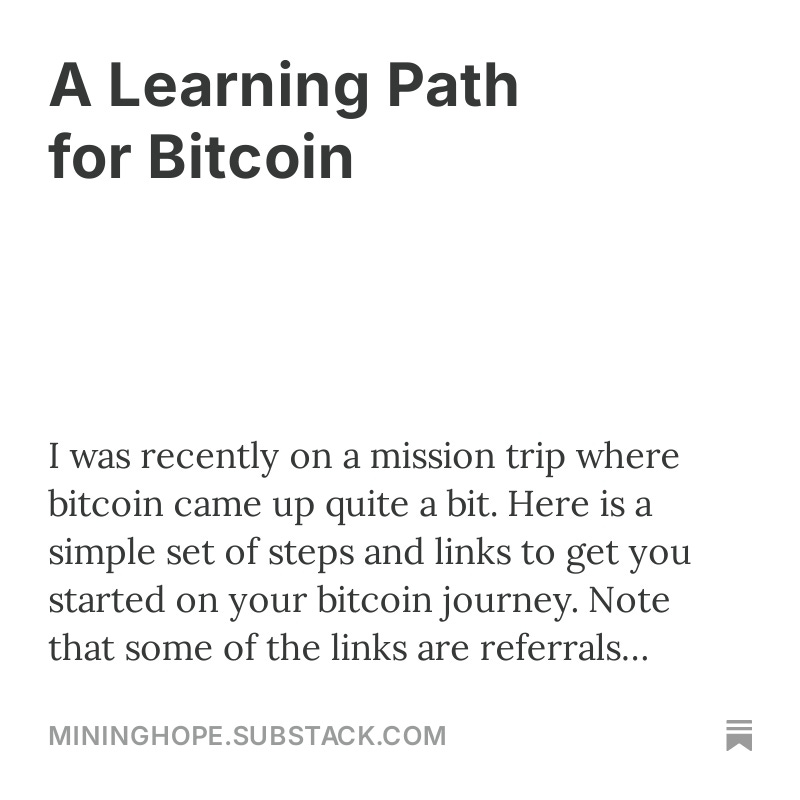 MiningHope's tweet image. Do you want to get started with #Bitcoin ? Do you want to introduce someone to #Bitcoin? Here's a quick learning path I wrote down to introduce people to this transformative technology: mininghope.substack.com/p/a-learning-p…