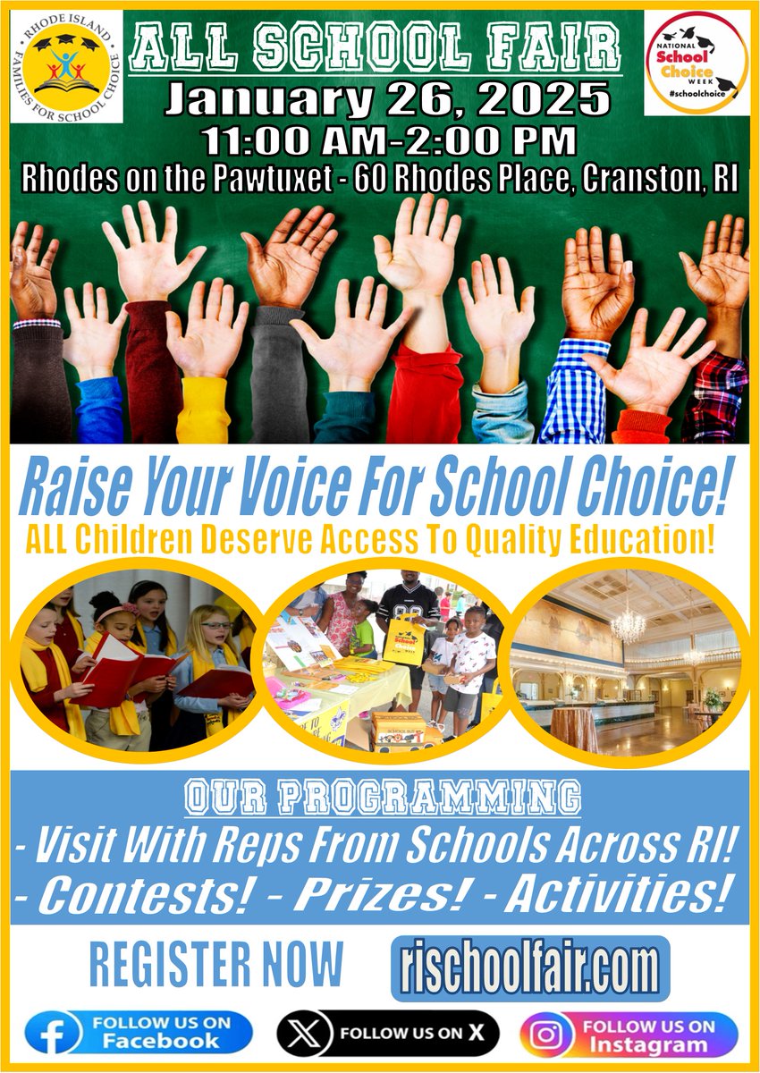 Well. It's that time of year again to come explore your school options within our state for your family with your family! Just please be sure to register through our events link if you plan on attending on our website's Events Page. We'll see you there! 😉edchoiceri.org/events/