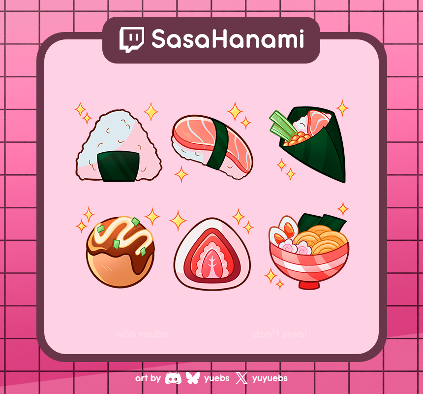 yuyuebs's tweet photo. Comissão de badges para @sasahanami , aproveite mt🩷

Comidinhas é algo totalmente fora do meu costume, mas eu adorei fazer!

🌐 https://t.co/3B5fehYxiP

#twitchbadges #emotes #TwitchEmoteArtist #brart #vtuber #vtuberbr #badges #foodart #sushi #cuteart https://t.co/pS5uJyMPF0