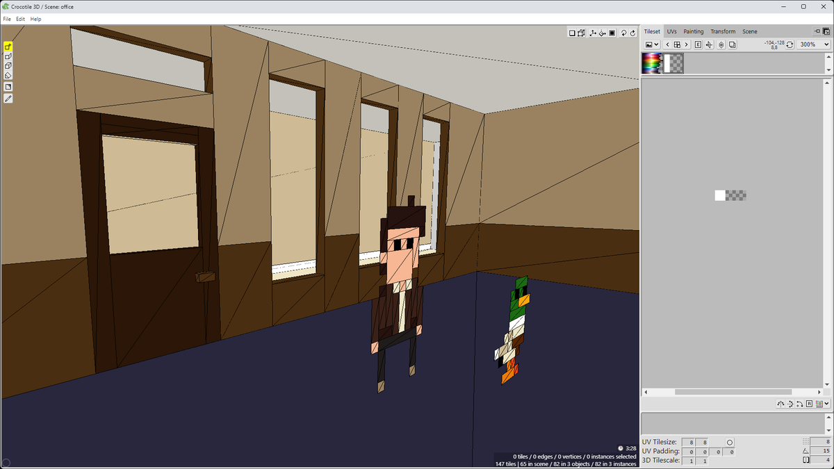 End of day 2 for my #AdvXJam2024 entry and I've got most of the story mapped out, a title and a pretty decent idea of graphic style. I'm using Crocotile 3D to create simple environments but the characters/elements will be 2D pixel art. I'll be using Godot to put it all together.