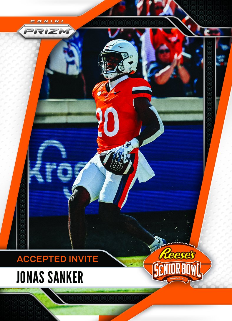 Reese's Senior Bowl (@seniorbowl) on Twitter photo It’s OFFICIAL! DB Jonas Sanker <a href="/JonasSanker/">Jonas Sanker</a> from <a href="/UVAFootball/">Virginia Football</a> accepted his invite to the 2025 Senior Bowl!!! #GoHoos⚔️ #BestOfTheBest #TheDraftStartsInMOBILE™️
@JimNagy_SB <a href="/PaniniAmerica/">Panini America</a> #RatedRookie It’s OFFICIAL! DB Jonas Sanker <a href="/JonasSanker/">Jonas Sanker</a> from <a href="/UVAFootball/">Virginia Football</a> accepted his invite to the 2025 Senior Bowl!!! #GoHoos⚔️ #BestOfTheBest #TheDraftStartsInMOBILE™️
@JimNagy_SB <a href="/PaniniAmerica/">Panini America</a> #RatedRookie