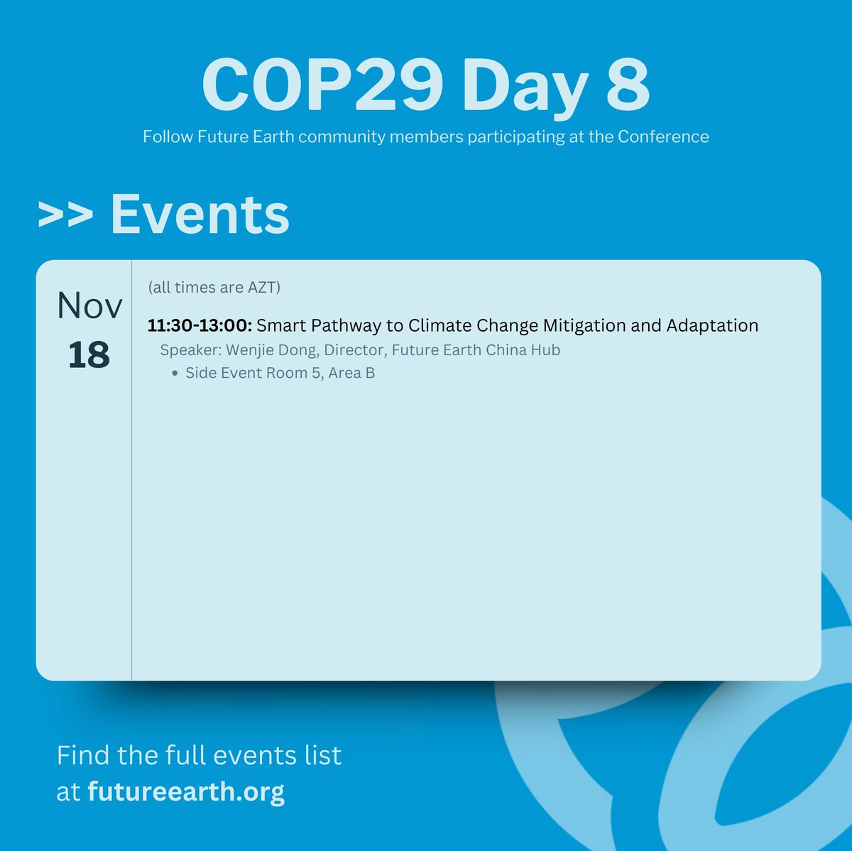 Future Earth (@futureearth.bsky.social) (@futureearth) on Twitter photo Smart pathway to climate change #mitigation and #adaptation is the focus of a Future Earth-organized event today at <a href="/COP29_AZ/">COP29 Azerbaijan</a>.
🕐11:30 at Side Event Room 5, Area B
Full list of events: bit.ly/4fFW6GI
#COP29 #COP29Azerbaijan <a href="/UNFCCC/">UN Climate Change</a> Smart pathway to climate change #mitigation and #adaptation is the focus of a Future Earth-organized event today at <a href="/COP29_AZ/">COP29 Azerbaijan</a>.
🕐11:30 at Side Event Room 5, Area B
Full list of events: bit.ly/4fFW6GI
#COP29 #COP29Azerbaijan <a href="/UNFCCC/">UN Climate Change</a>