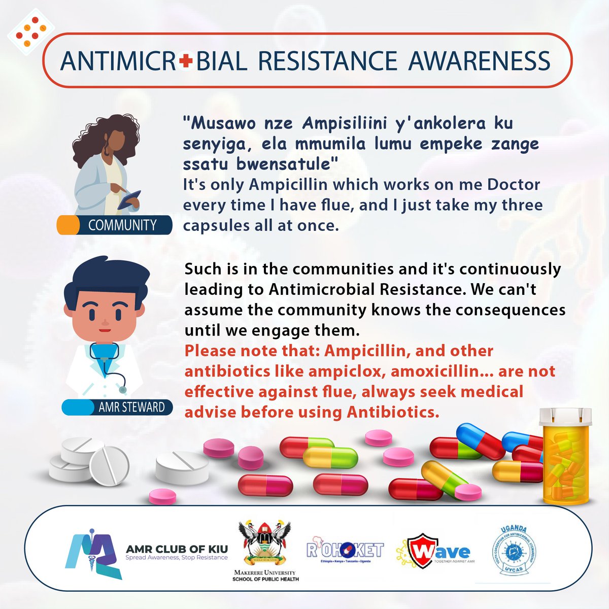 Let’s safeguard the power of antibiotics for future generations. 

By working together, we can combat antimicrobial resistance (AMR) and ensure better global health for all.

#NationalAMRContest24 
#UGYouthAgainstAMR