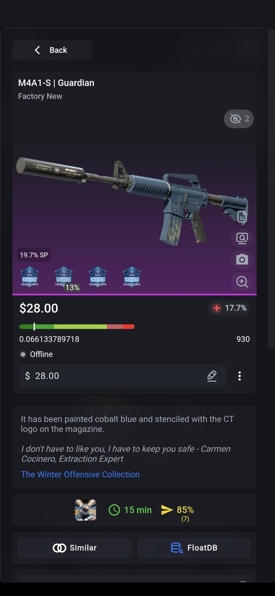 Vicroseol's tweet image. Buy my m4 please I wanna play with a knife and I need them 28 bucks 🥹
#csfloat #CS2 #cs2trade