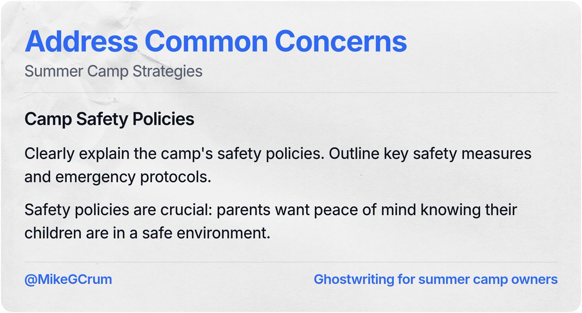 MikeGCrum's tweet photo. Camp Safety Policies https://t.co/PDqCK7SJyy