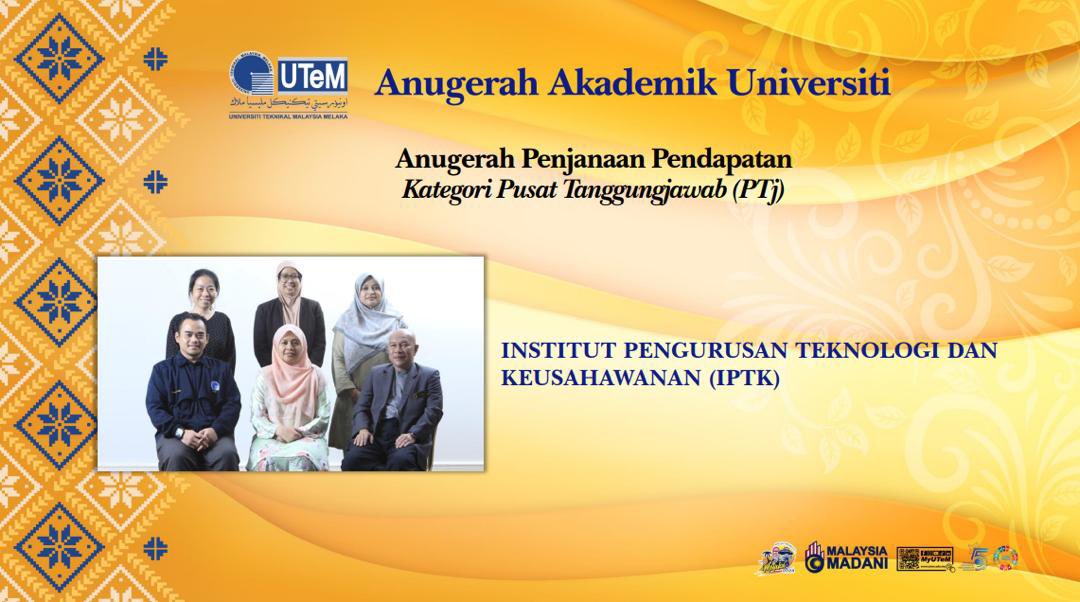 IPTK_UTeM's tweet photo. TAHNIAH IPTK DIATAS PENERIMAAN ANUGERAH PENJANAAN PENDAPATAN BAGI KATEGORI PUSAT TANGGUNGJAWAB (PTj) SEMPENA ANUGERAH BITARA KESIDANG 2024 PADA 7 NOVEMBER 2024 YANG LALU. https://t.co/fPQJXmclRZ