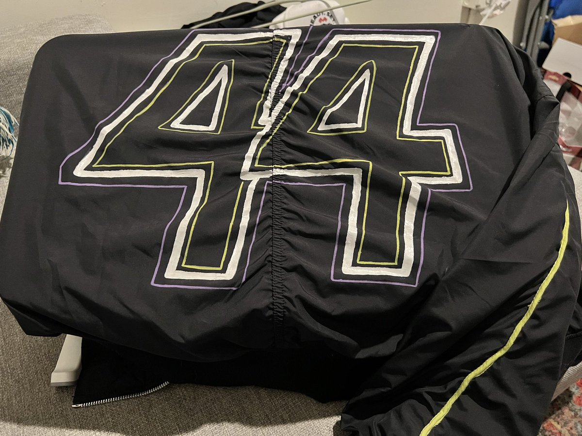 Heading to the <a href="/LasVegasF1/">Las Vegas F1</a> GP with some custom creations 😊 making art feels good again. Final jackets coming soon! #f1