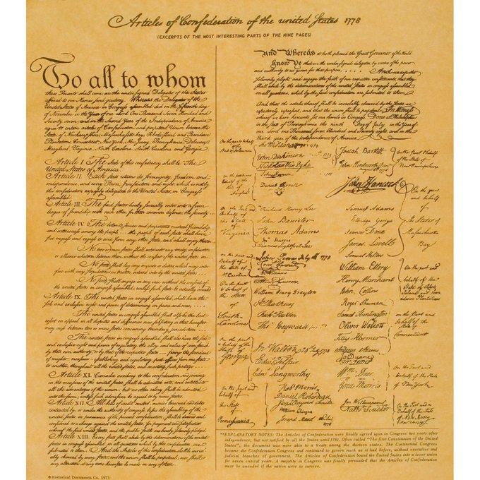TammiMinoski's tweet photo. #OTD 1777: The #ArticlesofConfederation were sent to the states for ratification. The Articles were sent to the states in the form of a 26-page pamphlet, signed by Henry Laurens, the President of Congress. A letter was also included with the pamphlet, explaining the difficulties in writing the constitution and requesting that state legislatures authorize their delegates to ratify the Articles. #AmRev #RevWar