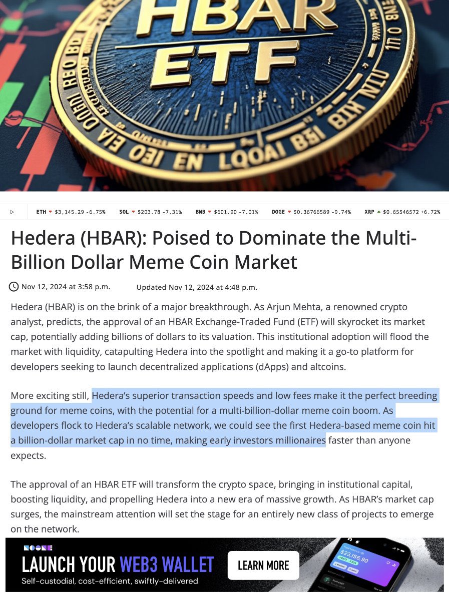 CryptoXman (@virage007) on Twitter photo $HBAR #ETF ETF approval is coming which will ultimately  unlock huge institutional adoption and have inflows of  BILLIONS in $$ on #Hedera, which will in turn send #HBAR  to the moon 🌒 Well to $1 - 1.50c to a maximum in this cycle of a 25 X ($2.50c) Don’t fall asleep at the $HBAR #ETF ETF approval is coming which will ultimately  unlock huge institutional adoption and have inflows of  BILLIONS in $$ on #Hedera, which will in turn send #HBAR  to the moon 🌒 Well to $1 - 1.50c to a maximum in this cycle of a 25 X ($2.50c) Don’t fall asleep at the