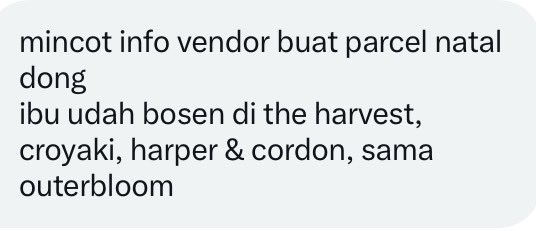 hrdbacot's tweet photo. #DariDM Silahkan yang punya usaha parcel dan lagi buka untuk Natal bisa reply tweet ini https://t.co/kYb1UVz4JT