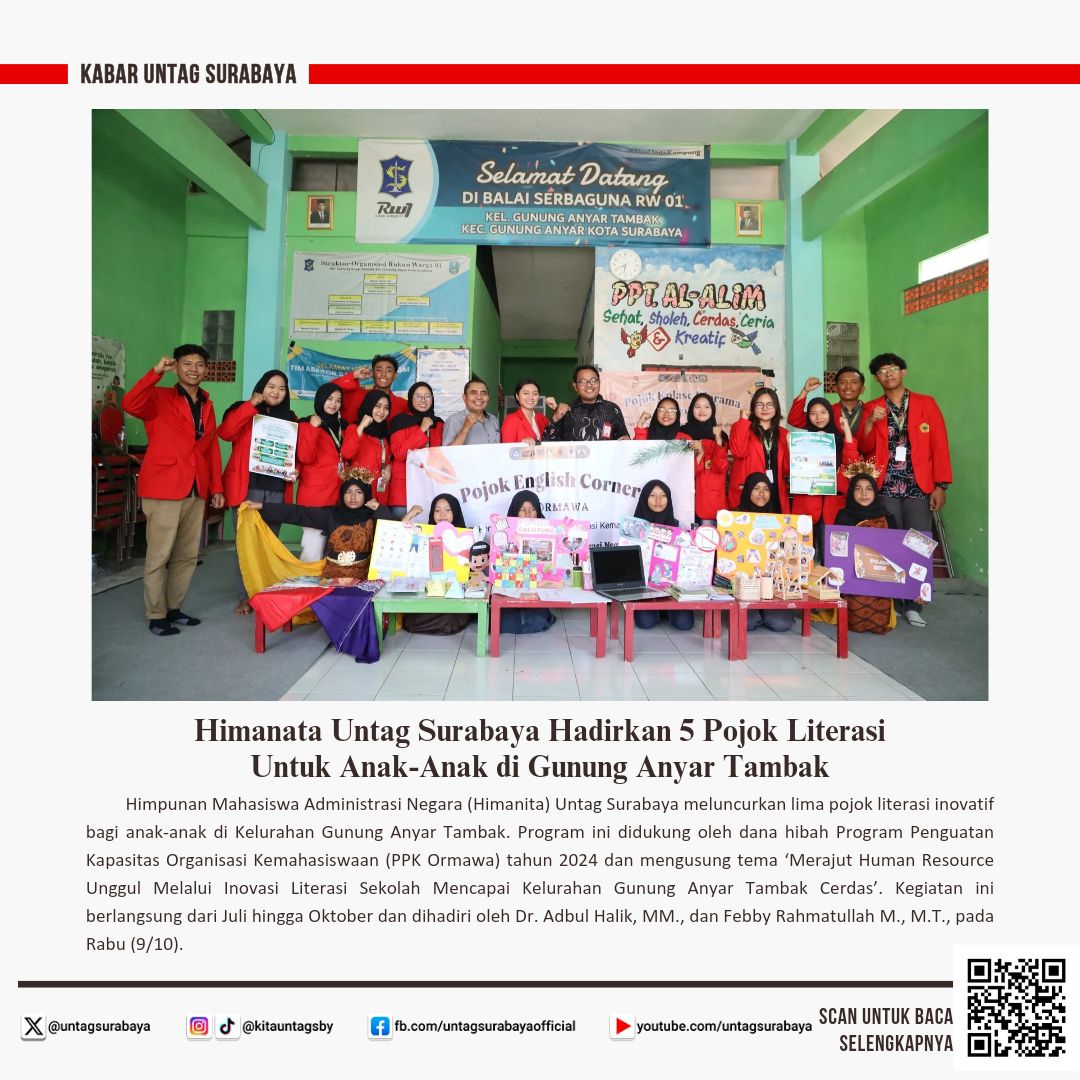 Halo, Sahabat Merah Putih!🙌

Beragam kegiatan seru dan edukatif di bulan Oktober membawa energi positif untuk kita semua. Mulai dari pelaksanaan program WMK, lomba cerdas cermat, hingga berbagai seminar menarik. 

Cek disini untuk selanjutnya untag-sby.ac.id