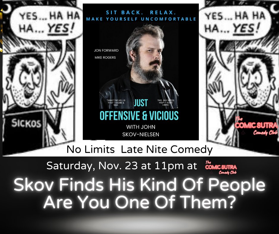 Next weekend, we have Nathan Dimitroff headlining Fri/Sat at 8 pm AND the debut of our late night, no limits show”Just Offensive &amp; Vicious” Saturday at 11pm.

Want to hit BOTH Saturday shows? Enter code DOUBLEHEADER at checkout when you get tix to both shows and get $6 off !