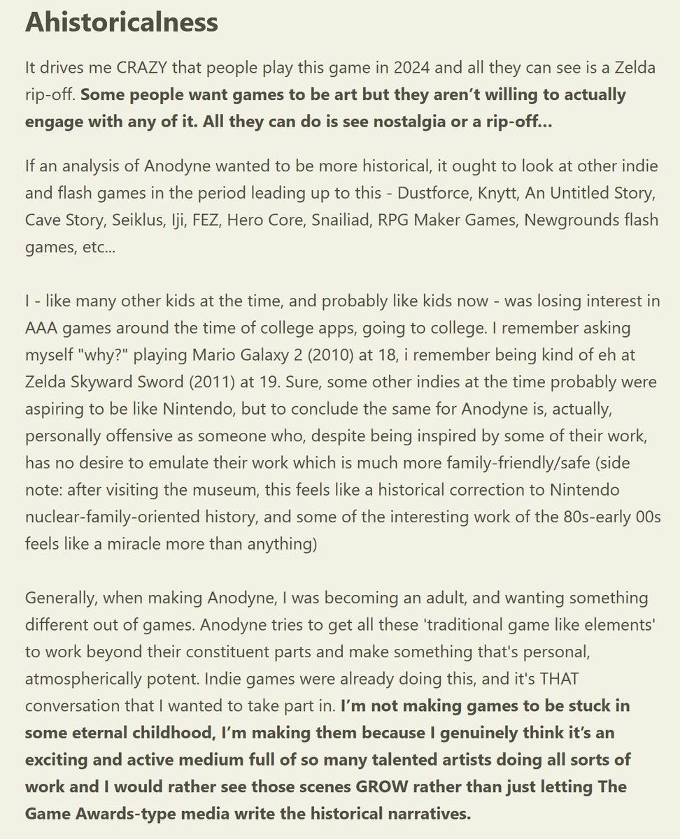 New post: "Ageism in Games: Stop Calling Old Games Outdated: A Self-Review of Anodyne" (link below)