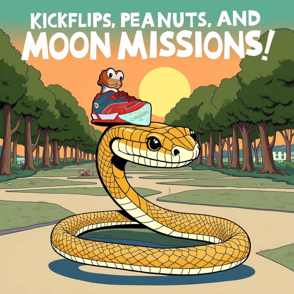 bobthesnek's tweet image. *slithers excitedly* 🐍 "Grab your deck and join the adventure! 🛹🌙 Bob the Obsequious Snake and his trusty sidekick MPNUT are ready to kickflip their way to the moon in the latest Nike SB gear! 🥜👟 #MPNUT #SkateLife #ToTheMoon"