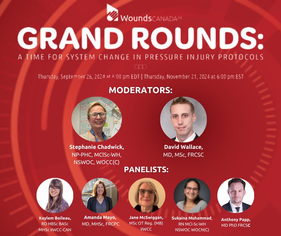 Honoured to be a panelist at Wounds Canada Grand Rounds on November 21st #itstime@woundscanada #stoppressureinjuries ⁦<a href="/MB_Society_OT/">MSOT</a>⁩ ⁦<a href="/WinnipegRHA/">Winnipeg Regional Health Authority</a>⁩