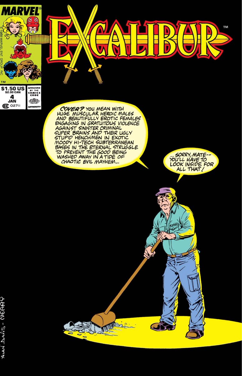 MarvelDailyArt's tweet photo. [Excalibur #4, Jan. 1999] I’m almost positive that this is the first Marvel cover where a character breaks the fourth wall! If you can find an earlier example, let me know! #marvelfirsts [#cmro M7371] https://t.co/V8hMxiZDqc