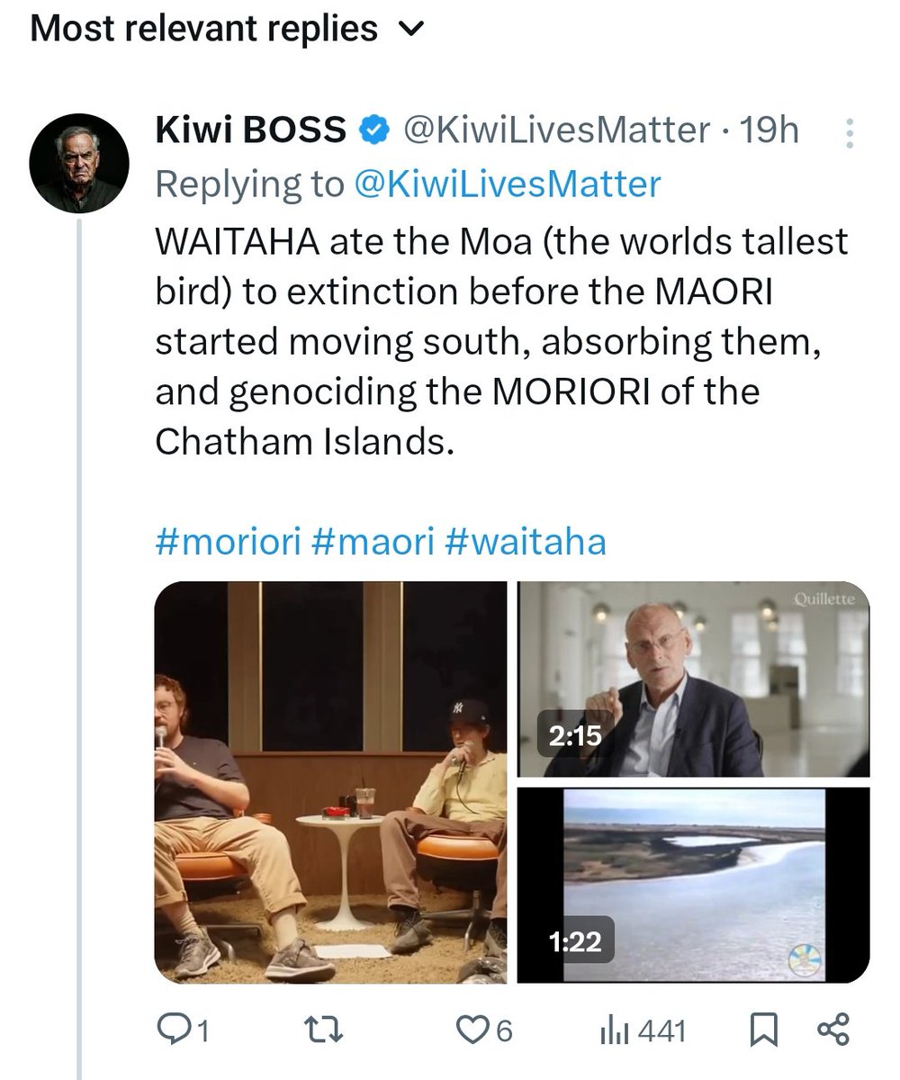 resolutemaybe's tweet photo. @SamanthaTaghoy What this fauxtellectual doesn't know is that Waitaha and Moriori live on.
Delete your post Samantha, even if it is the most engagement you've ever received. https://t.co/M4cPaffcHQ