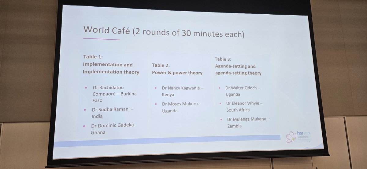 MallamPelliks's tweet photo. @eleanorwhyle aptly summarizing key points from the group work on the discussions on the application of theories to unpack #AgendaSetting in #policyanalysis within the health sector. Great points made here at #HSR2024 @H_S_Global @Lucy_Gilson @UCT_SPH @TMirzoev @AllianceHPSR https://t.co/J0jucMgnGD