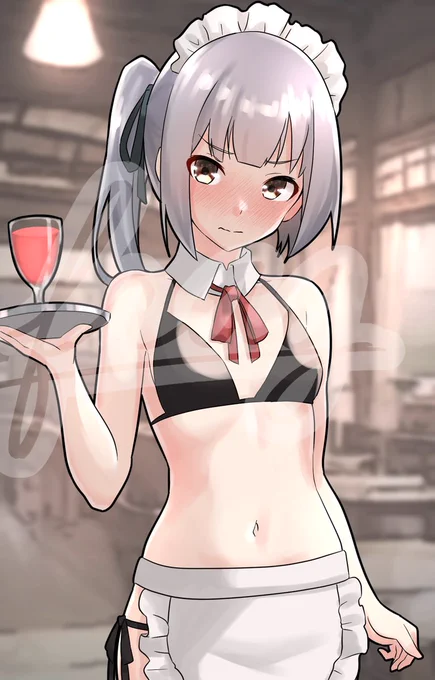 #霞進水日 #艦これ霞進水日!ということでメイドビキニな霞再掲悪態をつかれながら接客されたい…(◜ᴗ◝ ) 