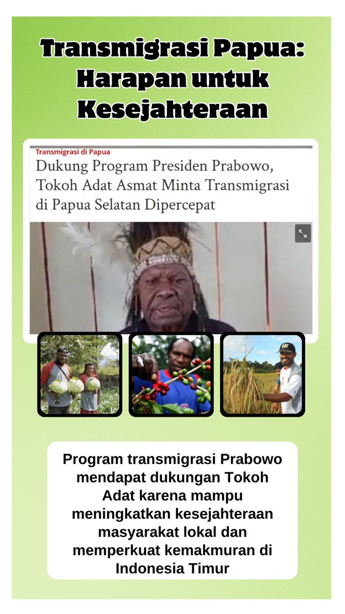 BuoyantModel's tweet photo. Dukung program pemerintahan Presiden Prabowo terkait transmigrasi untuk meningkatkan kesejahteraan masyarakat Indonesia.
#DukungTransmigrasiPapua https://t.co/CO9BZrafMl