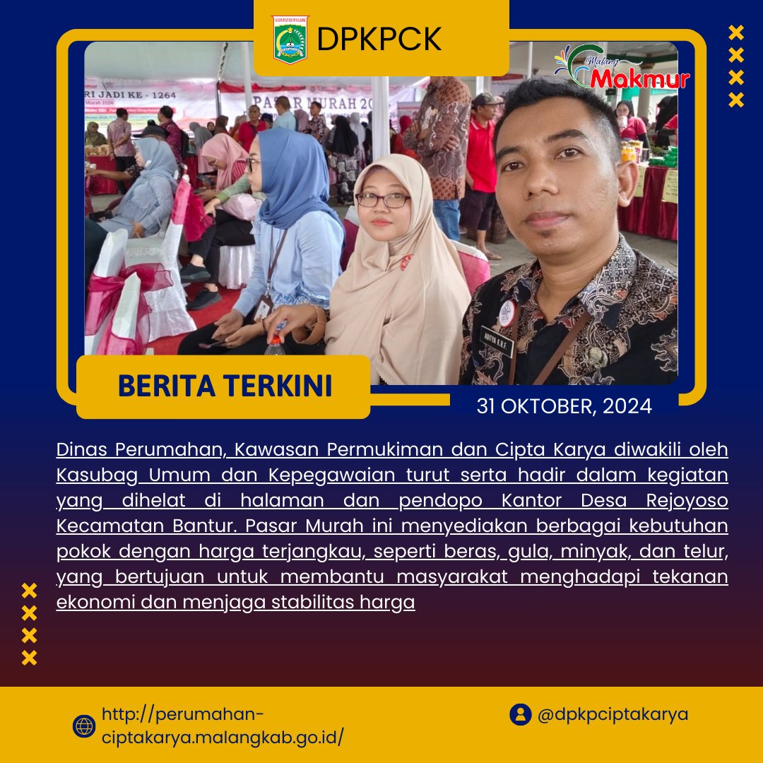 dpkpck's tweet photo. Kegiatan Pasar Murah dalam rangka Pengendalian Inflasi Daerah dan Peringatan Hari Jadi Ke-1264 Kabupaten Malang Tahun 2024
Pada  tanggal 31 Oktober 2024, Kabupaten Malang menggelar kegiatan Pasar  Murah sebagai bagian dari upaya pengendalian inflasi daerah https://t.co/VeUfsgI5iE
