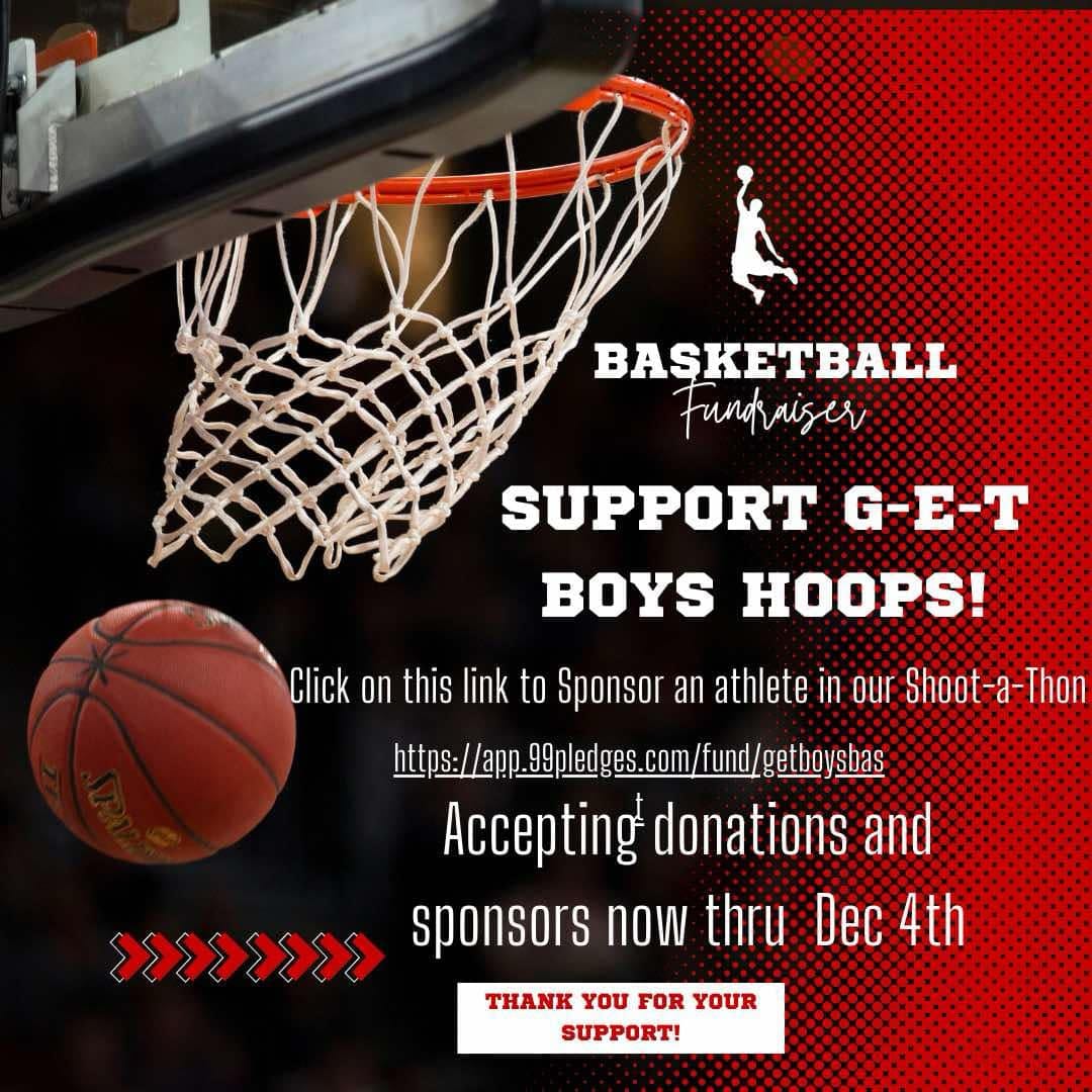 📷FUNDRAISER ALERT📷
There are 2 ways to participate:
1. Make a flat donation on behalf of any player/coach
2. Donate for each free throw made out of 100 for any player/coach
*free throws will be completed on 12/4*
Donate via the fundraiser link: app.99pledges.com/fund/getboysbas