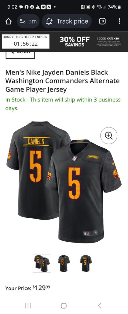 HTTRAggie's tweet image. Jayden Daniels black alternates are back on the Commanders team store. Been waiting for months. #Commanders #raisehail