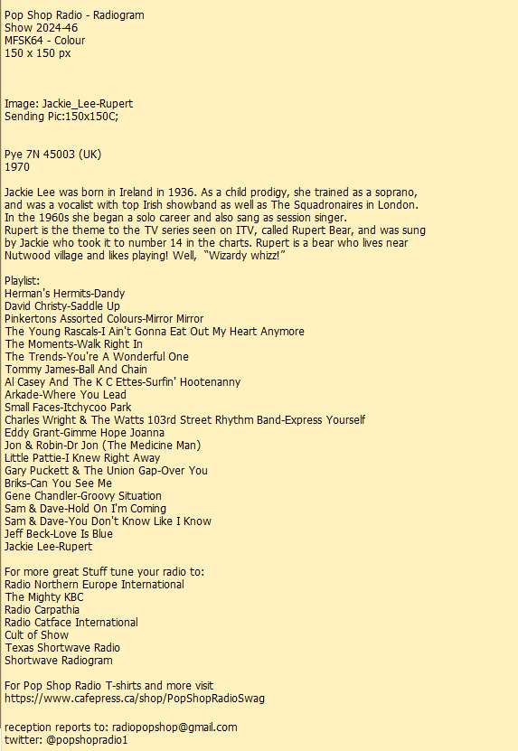 BanksM87's tweet photo. Results from Pop Shop Radio tonight on 5950 kHz

@PopShopRadio1 https://t.co/mxw8VvFsah