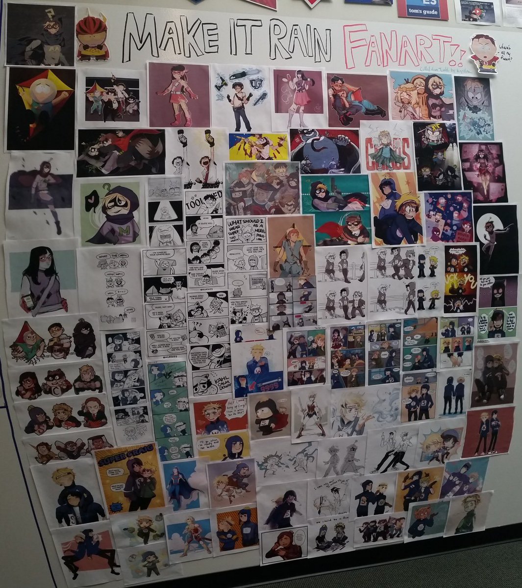 marshlovskis's tweet photo. “matt and trey would laugh in the shippers faces!!!”

the glorious south park yaoi wall in their studio: https://t.co/a8OvnQteV8