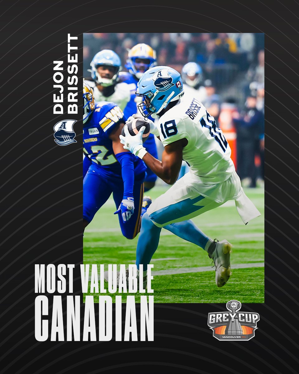 Dejon Brissett is your Most Valuable Canadian! 🇨🇦 #GreyCup