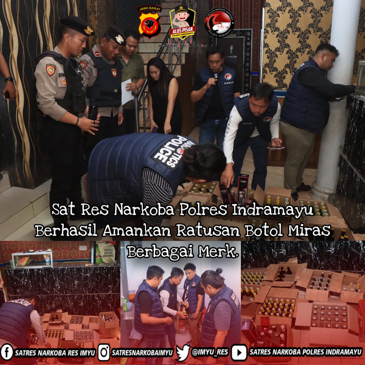 Sat Res Narkoba Polres Indramayu Berhasil Amankan Ratusan Botol Miras Berbagai Merk.