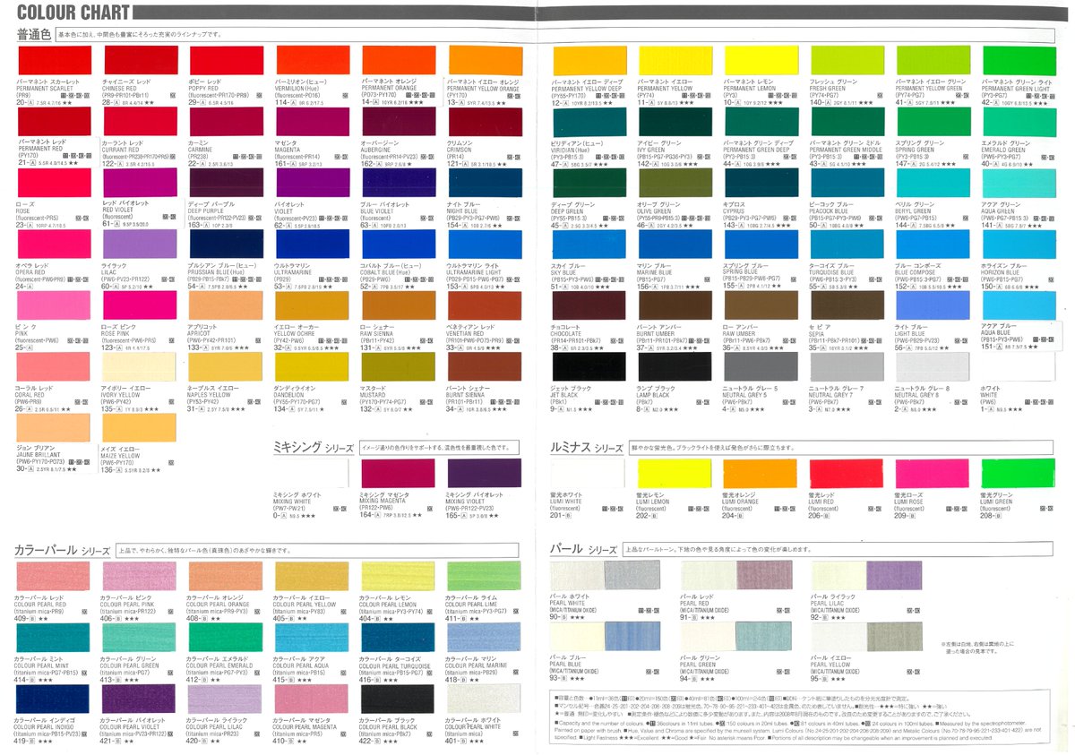 色見本助かります！ サトウ画材では、ターナーさんのアクリルガッシュ