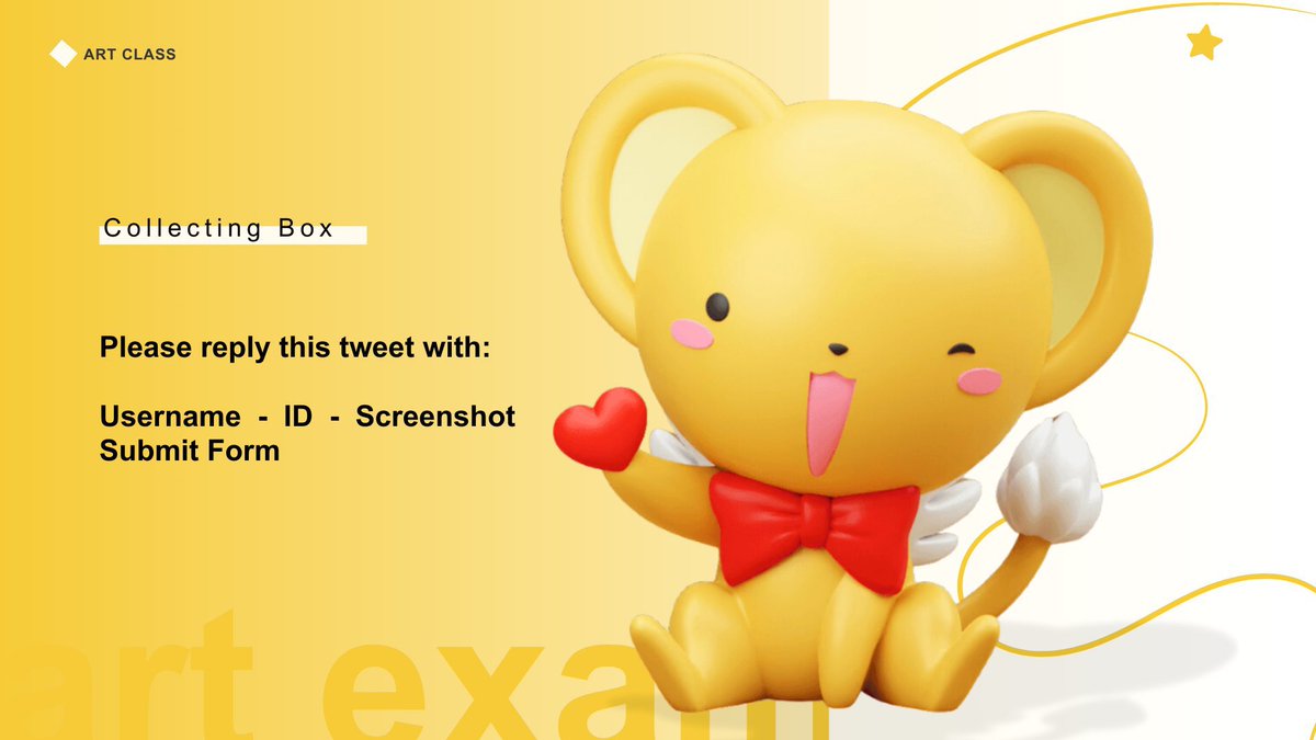 ㅤㅤ 𝗘𝗫𝗔𝗠 𝗖𝗢𝗟𝗟𝗘𝗖𝗧𝗜𝗡𝗚 𝗕𝗢𝗫
ㅤㅤ Art All Level
ㅤㅤ Term 124 - November 2024

ㅤㅤ Please reply with the format!
ㅤㅤ