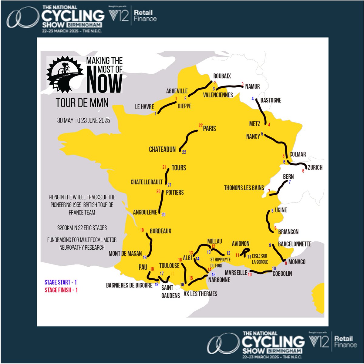 makemostnow's tweet photo. We are exhibiting at the National Cycling Show in Birmingham, 22-23 March 2025.
Learn about the epic #TourdeMMN 2025 and take part in our unique Get a Grip Challenge.
For free tickets, go to https://t.co/dr6ezvsQX7 and use the code MAKINGTHEMOSTOFNOW before  30th November 2024. https://t.co/UzBbhSZlJ8