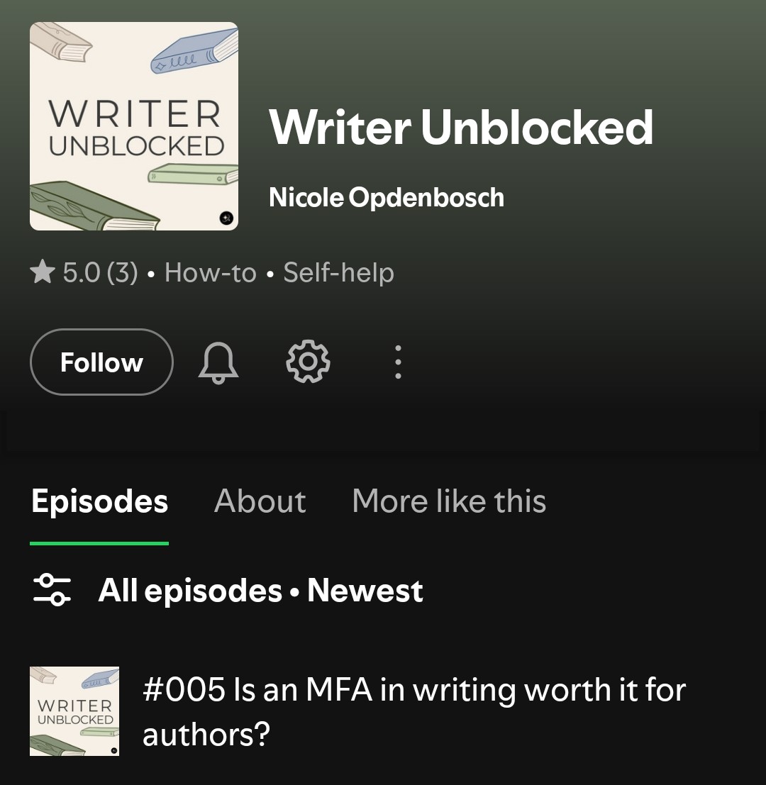 Terrific podcast for writers. open.spotify.com/show/5xltrCp5h…