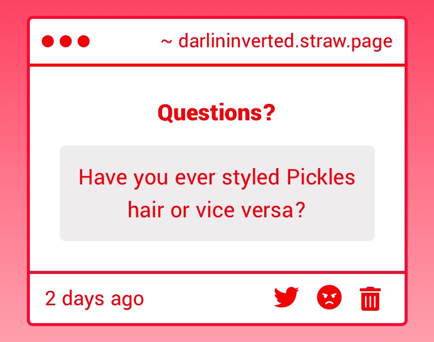 DarlinInverted's tweet photo. Oh, I’ve absolutely styled her hair before! Though, I must admit, Jury is far more skilled at it than I am. Still, I do try my best to make Pickles look even cuter—though, truth be told, it’s quite the challenge. How can one improve upon someone who’s already perfect? https://t.co/6s1JTvyRMO