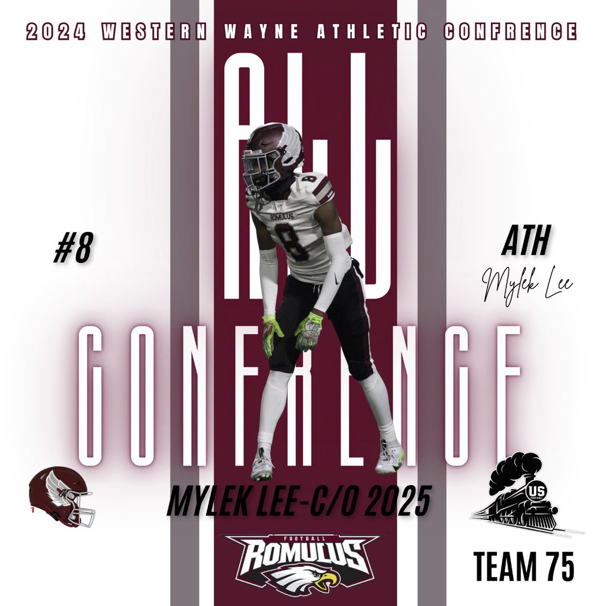 romulus_eagleFB's tweet photo. Congratulations to Senior-@Myleklee (Ath) and Junior-@DanteToliver9 (LB) for making the 2024-WWAC All-Conference team. https://t.co/UIvnxUrfTk